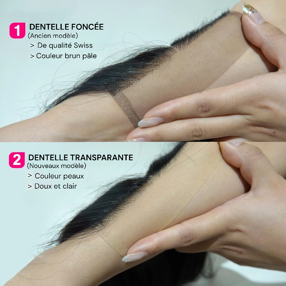 Wkm hair™ Fermeture en dentelle brésilienne transparente 5x5 (Lace Closure)