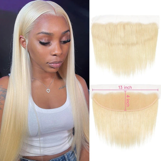 Wkm hair™ Frontale en dentelle brésilienne blonde lisse 13x4