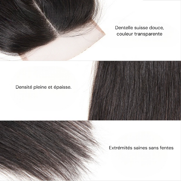 Wkm hair™ Closure en dentelle transparente 5x5 (Lace Closure)