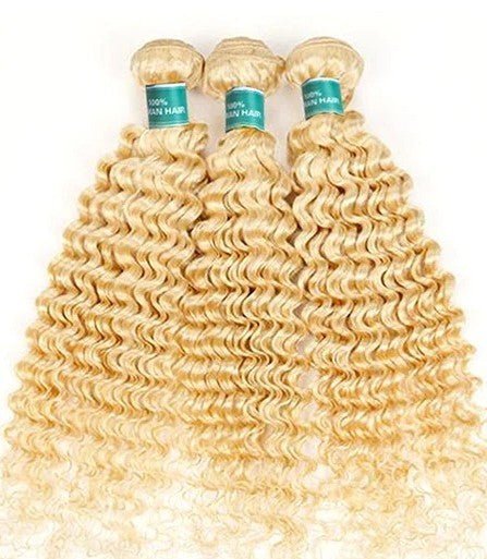 Wkm Hair Cheveux Brésilien Blond 613 Deep Wave naturel 100%, mèches de cheveux humains, extension de cheveux, Lot de 1/3/4 paquets - Wkm Hair