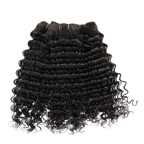 Wkm Hair Tissage en lot brésilien Kinky Curly naturel 100%, mèches de cheveux humains, extension de cheveux, Lot de 3/4 paquets - Wkm Hair