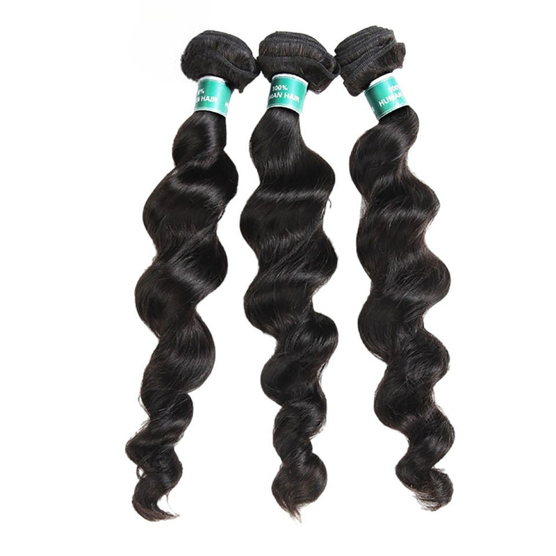 Wkm Hair Tissage en lot brésilien Loose Wave naturel 100%, mèches de cheveux humains, extension de cheveux, Lot de 1/3/4 paquets - Wkm Hair