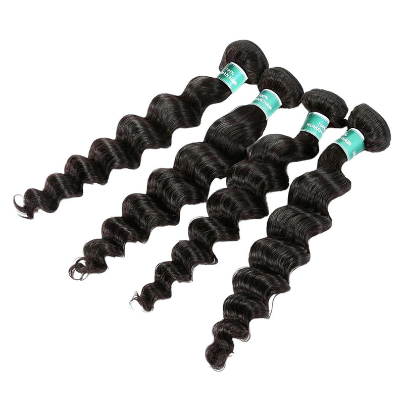 Wkm Hair Tissage en lot brésilien Loose Wave naturel 100%, mèches de cheveux humains, extension de cheveux, Lot de 1/3/4 paquets - Wkm Hair